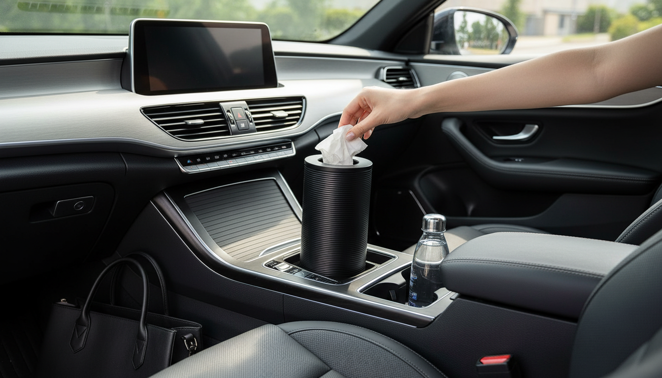 Aluminum Car Trash Can for Odor-Free, Tidy Drives
