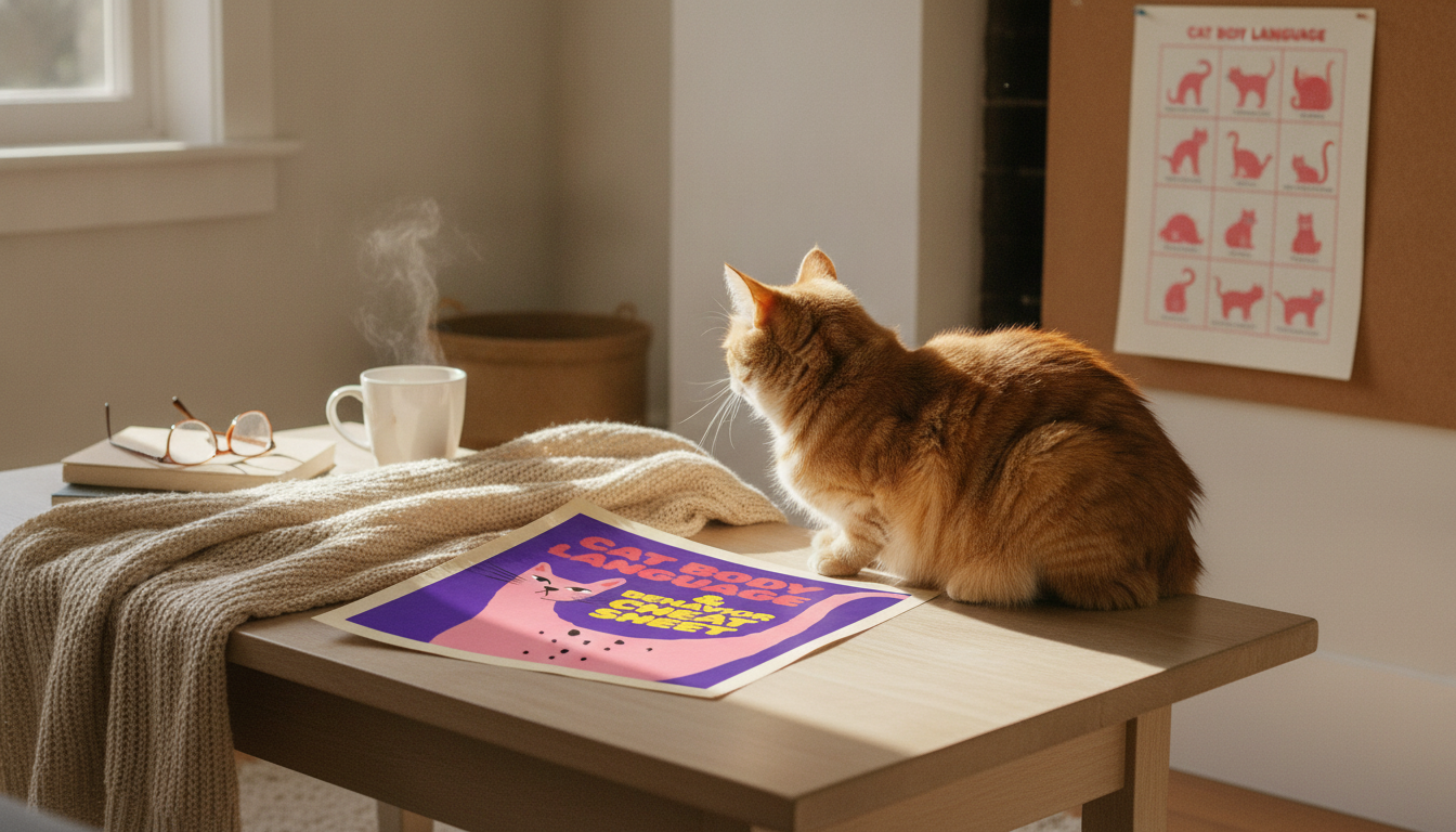 Printable Cat Body Language Cheat Sheet: Signals & Meows